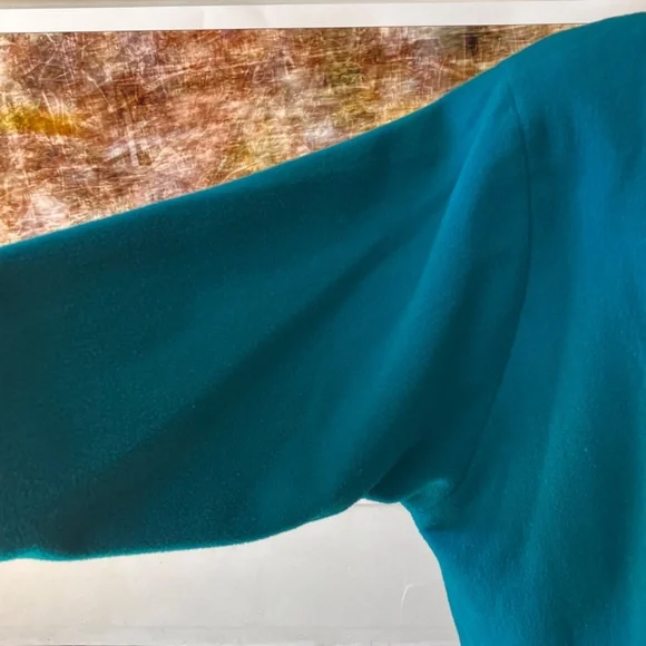 Turquoise Wool sleeved cape jacket - Picture 4 of 13